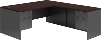 HON 38000 Series Bundle Solutions Left L-Station, Mahogany/Charcoal, 72 x 84