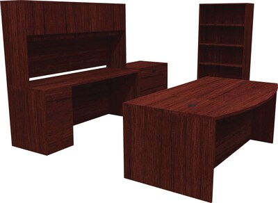 basyx by HON BL Laminate Bundle Solutions Office Suite with Storage, Mahogany, 134 x 108