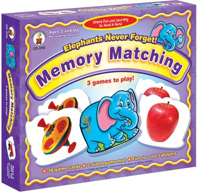 Carson-Dellosa Elephants Never Forget: Memory Matching Board Game