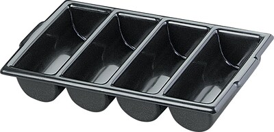 Millers Creek Polyethylene Cutlery Bin, 4 Comp, 4(H) x 22(W) x 12(D), Black