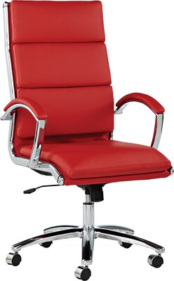 Neratoli High-Back Swivel/Tilt Chair, Red Soft-Touch Leather, Chrome Frame