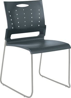 Continental Series Perforated Back Stacking Chairs, Charcoal Gray, 4/Carton