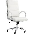 Neratoli High-Back Swivel/Tilt Chair, White Faux Leather, Chrome Frame