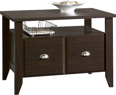 Sauder® Shoal Creek Utility Stand, Letter, 2-Drawer, Jamocha Wood, 24 1/4H x 35 1/4W x 20 5/8D