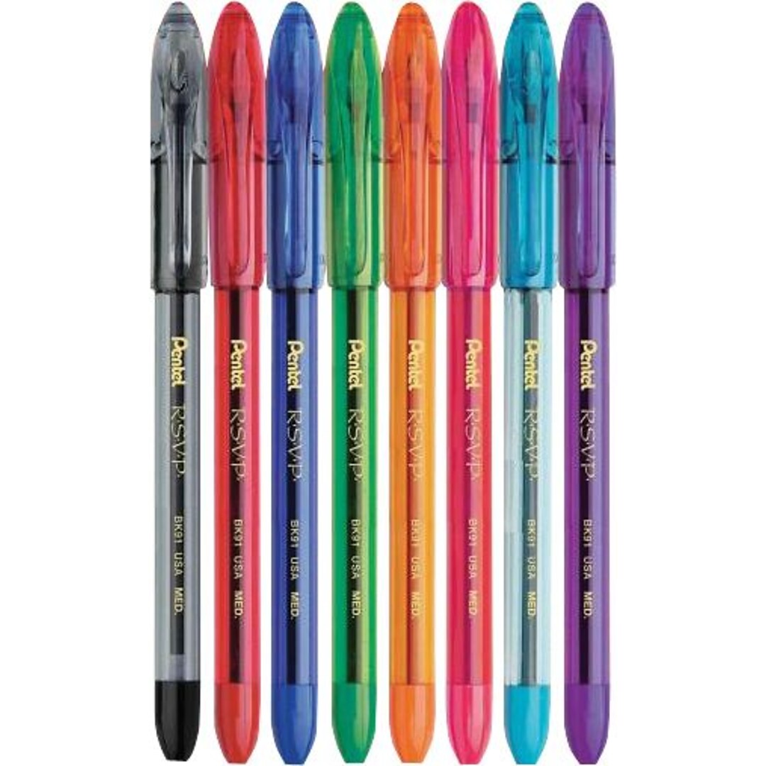 Pentel BK91MNBP8M RSVP Mini Ballpoint Pens 8 Colors for sale online 