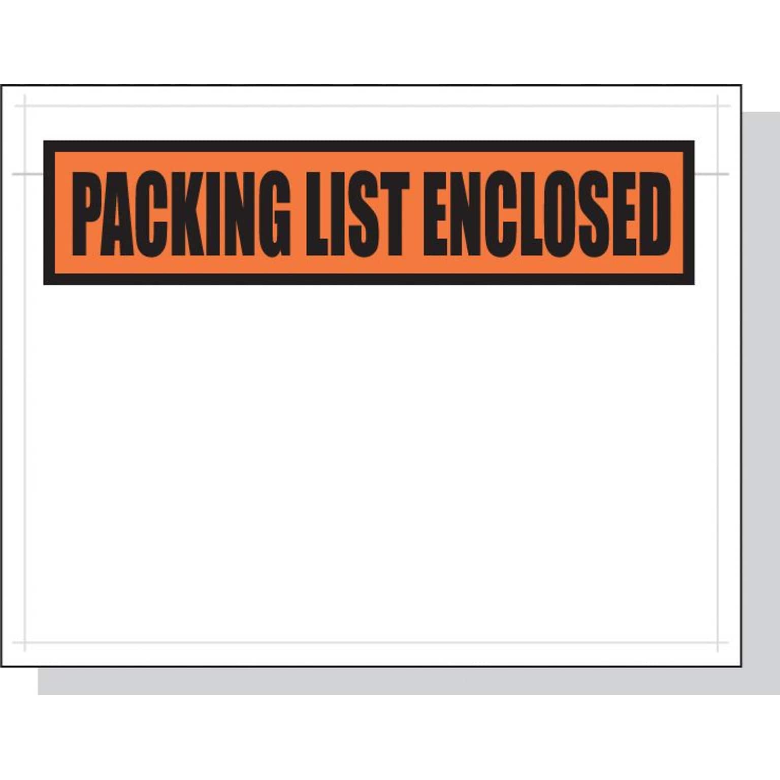 7 x 5 1/2 Packing List Enclosed Envelopes, Orange, 1000/Carton (PL19)