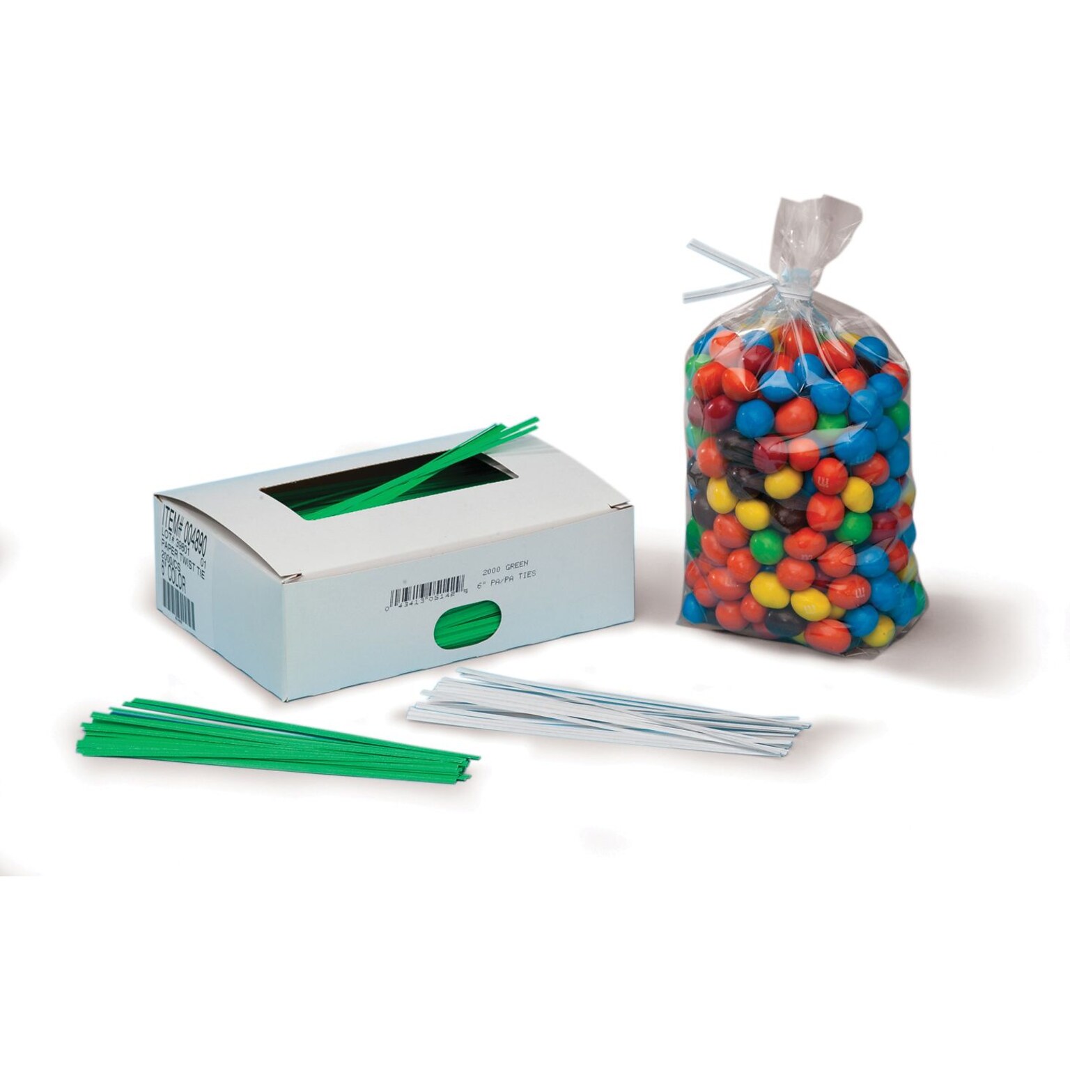 4 Paper Twist Ties White, 2000/Carton (PBT4W)