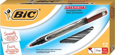 BIC Intensity Felt Pens, Fine Point, Red Ink, Dozen (FPIN11RD)