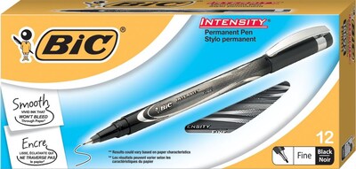 BIC Intensity Felt Pens, Fine Point, Black Ink, Dozen (FPIN11BK)