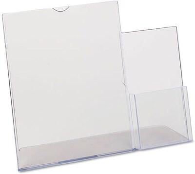 Superior Image Sign Holder, Slanted, Plastic, Letter Size - 8-1/2x11, with 4 Side Pocket, Clear