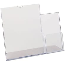 Superior Image Sign Holder, Slanted, Plastic, Letter Size - 8-1/2x11, with 4 Side Pocket, Clear