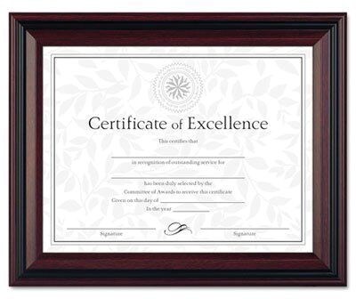 Dax Two-Tone Desk/Wall Document Frame, Rosewood/Black, 8 1/2 x 11