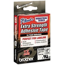 Brother TZe TZE-S135 Label Maker Tape, 1/2W, White on Clear