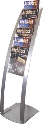 Deflecto Contemporary Floor Display Literature Holder, 8.5" x 11", Vertical, Freestanding, Silver Acrylic (693145)