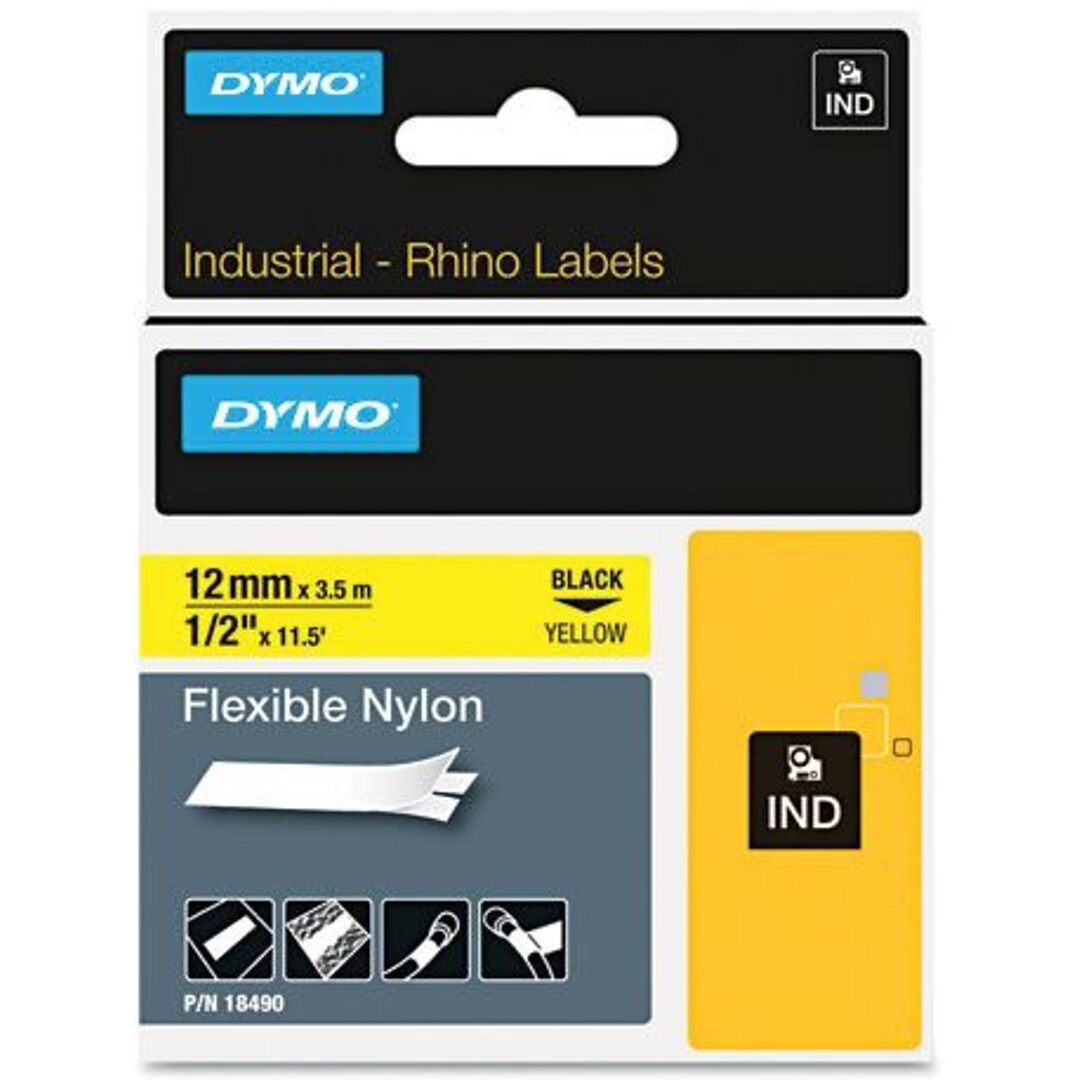 L DYMO 1805442 Rhino™ Label Cartridge,Black/White,18 ft