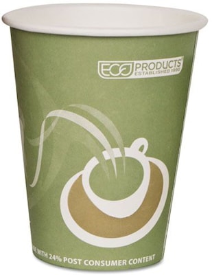 Eco-Products® World Art™ Compostable Hot Cups, 12 oz, Green, 50/Pack (ECOEPBHC12WAPK)