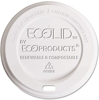 Eco-Products® EcoLid® Corn Plastic Hot Cup Lid for 10 - 20 oz. Hot Cups; Translucent; 800/Carton