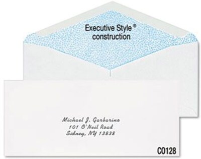 Columbian Gummed V-Flap Security Tinted Business #10 Envelopes, 4 1/8" x 9 1/2", White, 500/Bx