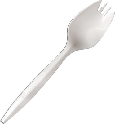 Berkley Square Individually Wrapped Plastic Sporks, Medium Weight, White, 1,000/Pk