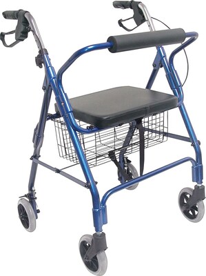 HealthSmart® Ultra Lightweight Aluminum Rollator with Straight Backrest, Royal Blue