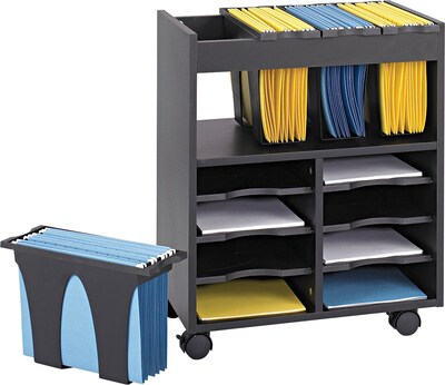 Safco Mobile 6-Shelf File Cart with Swivel Wheels, Black Particle Board (5390BL)