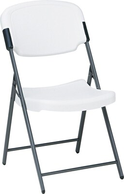 Rough n Ready Polyethylene Folding Chair with Steel Frame, Platinum