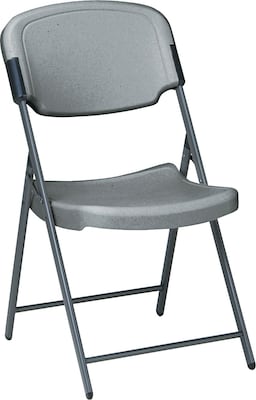 Iceberg Rough N Ready Folding Chairs, Plastic, Charcoal, Seat: 18 3/4W x 21 1/2D, Back: 18 3/4W