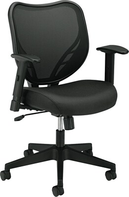 HON Mesh Mid-Back Task Chair, Center-Tilt, Adjustable Arms, Black Fabric Seat (BSXVL551VB10)