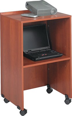 Safco 2-Shelf  Wood Lectern Base/Media Cart, Cherry (8917CY)
