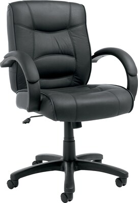 Alera™ Strada Series Executive Leather Chairs, Mid Back, Black