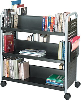 Photo 1 of Safco® Scoot™ Double-sided Book Cart - 6 Shelf, Black, 41 1/2"H x 40"W x 17 1/4"D