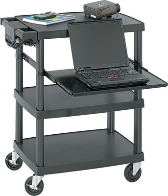 Safco 1-Shelf Plastic/Poly A/V Cart, Black (8929BL)