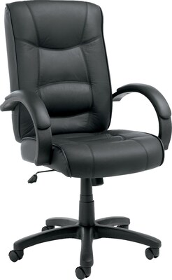 Alera™ Strada Series Executive Leather Chairs, High Back, Black