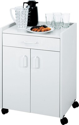 Safco 1-Shelf Wood Laminate Mobile Refreshment Cart with Drawer, Gray (8954GR)