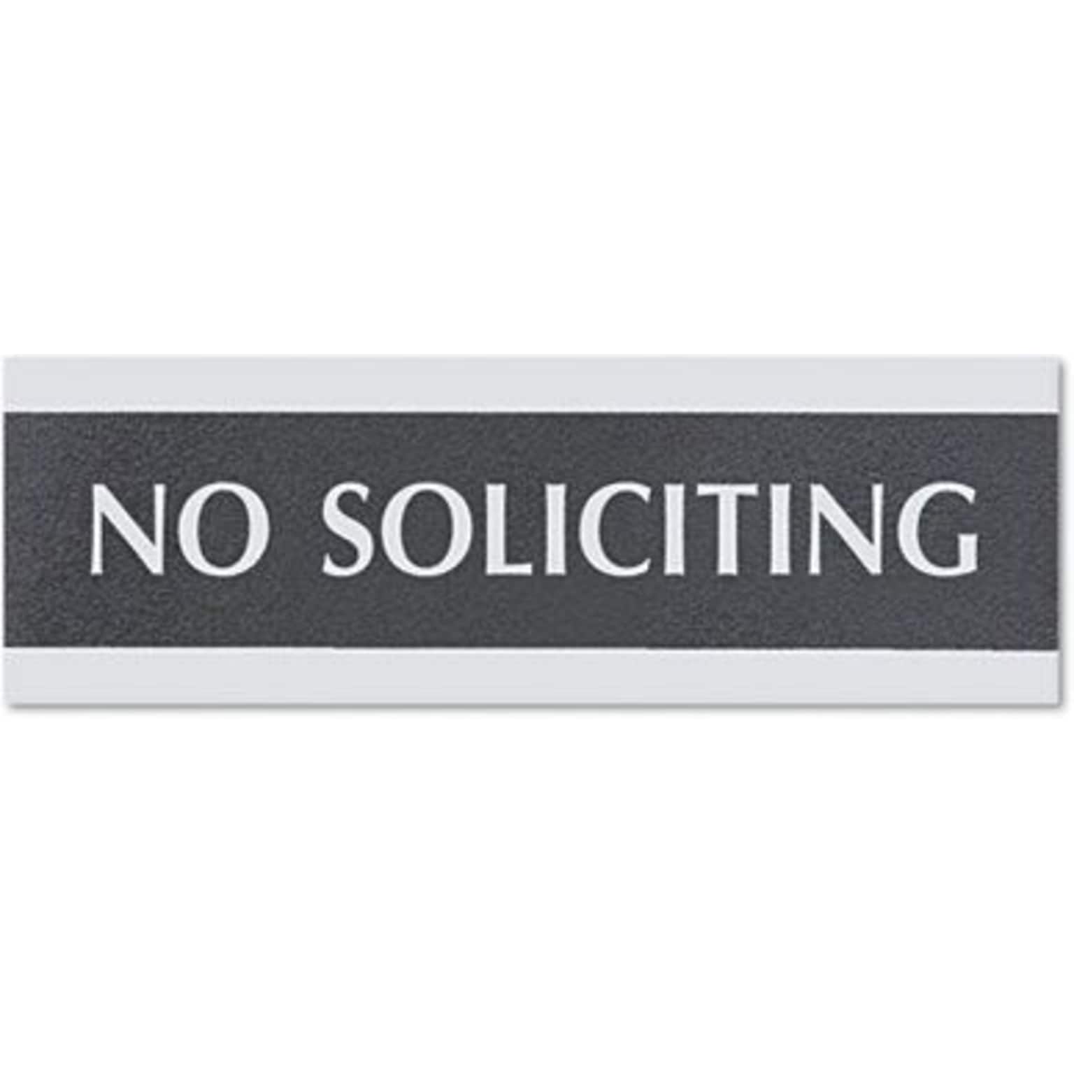 Century Series Office Sign, 3 x 9, No Soliciting (4758)