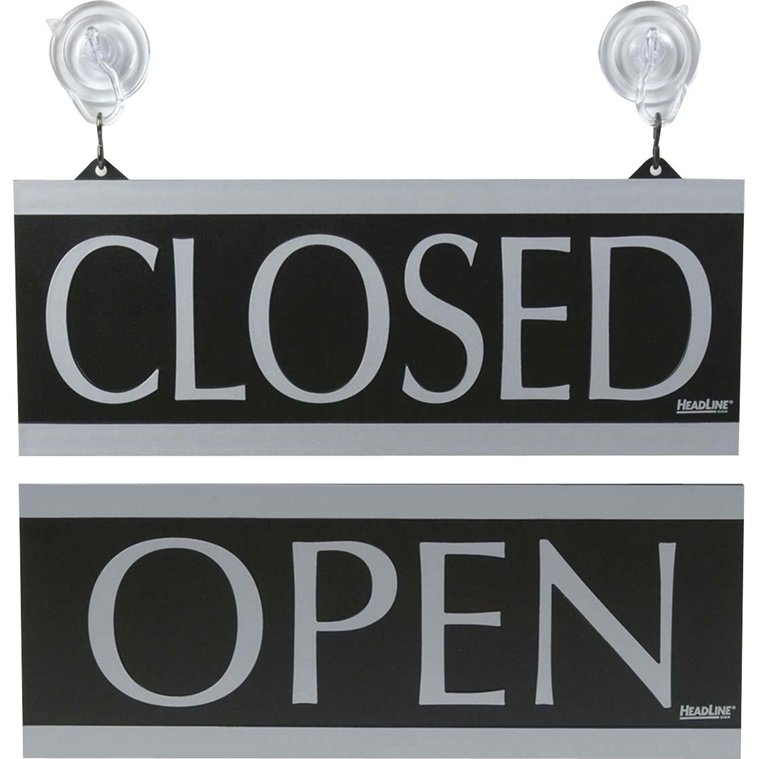 Headline Century Series OPEN/CLOSED Office Sign, 5x13, Black/Gray (4246)