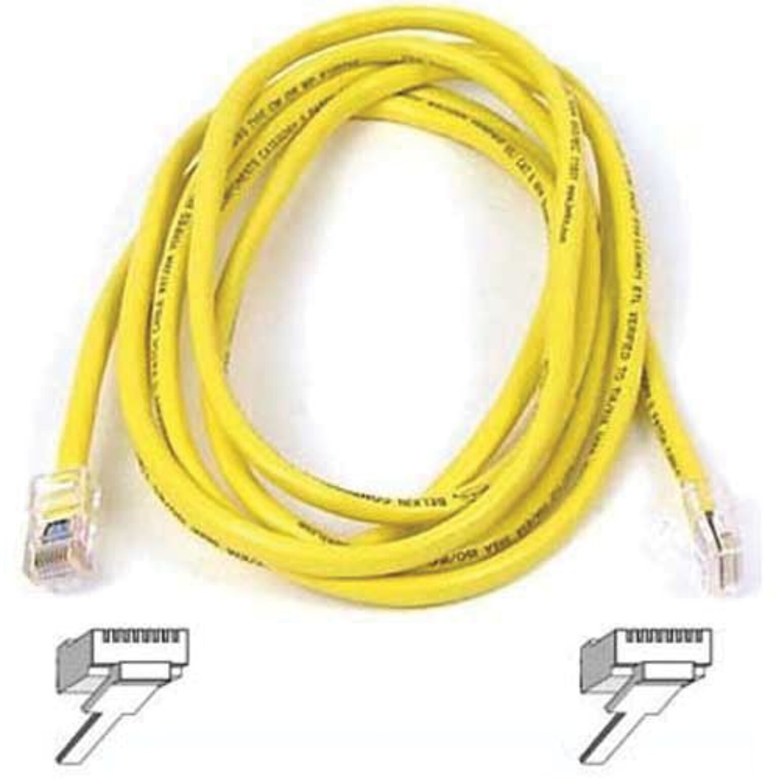 Belkin CAT6 RJ-45 M M UTP 24AWG Snagless Molded Ethernet Patch Cable, Yellow, 5ft (A3L980-05-YLW-S)