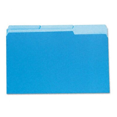 Pantaflex File Folders, Recycled, 2-Tone Blue, Legal Size, Top Tab, 1/3 Cut, 100/Box