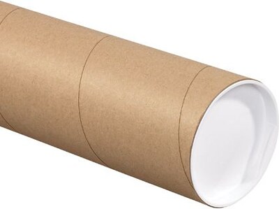 4 x 24 Kraft Mailing Tubes with White Caps  (P4024K)