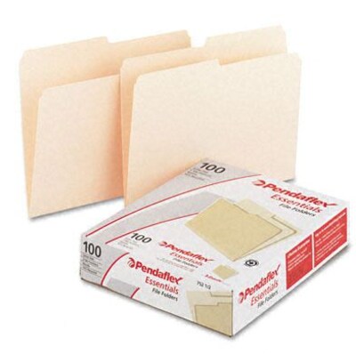 Pendaflex Recycled File Folder, 2/5-Cut Tab, Assorted, Letter Size, Manila, 100/Box (752 1/2)