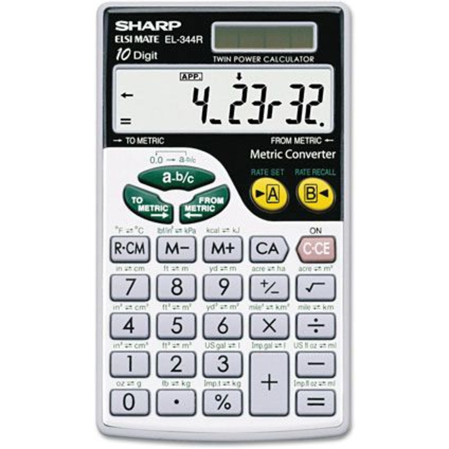 Sharp Wallet 10-Digit Battery/Solar Powered Basic Calculator, Gray (EL344RB)