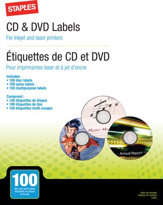 CD/DVD Label Refill Pack, 100/PK