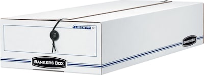 Bankers Box Liberty Corrugated File Storage Boxes, String & Button Closure, Check & Form Size, White