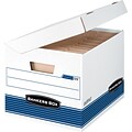 Bankers Box Systematic Medium-Duty FastFold File Storage Boxes, Flip-Top Lid, Letter/Legal Size, White/Blue, 12/Ct (0005502)
