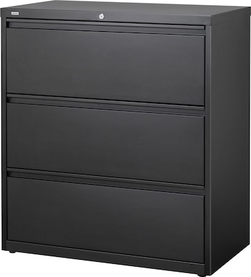 Quill Brand Hl8000 Commercial 3 Drawer Lateral File Cabinet Locking Letter Legal Black 36 W 23 Quill Com