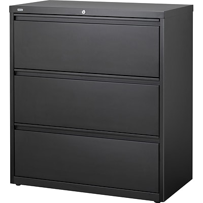 Quill Brand® HL8000 Commercial 3-Drawer Lateral File Cabinet, Locking, Letter/Legal, Black, 36W (23199D)