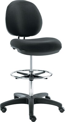 Interval Series Swivel Task Stool, PVC-Free Faux Leather, Black