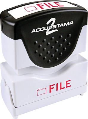 Accu-Stamp2® One-Color Pre-Inked Shutter Message Stamp, FILE, 1/2 x 1-5/8 Impression, Red Ink (035