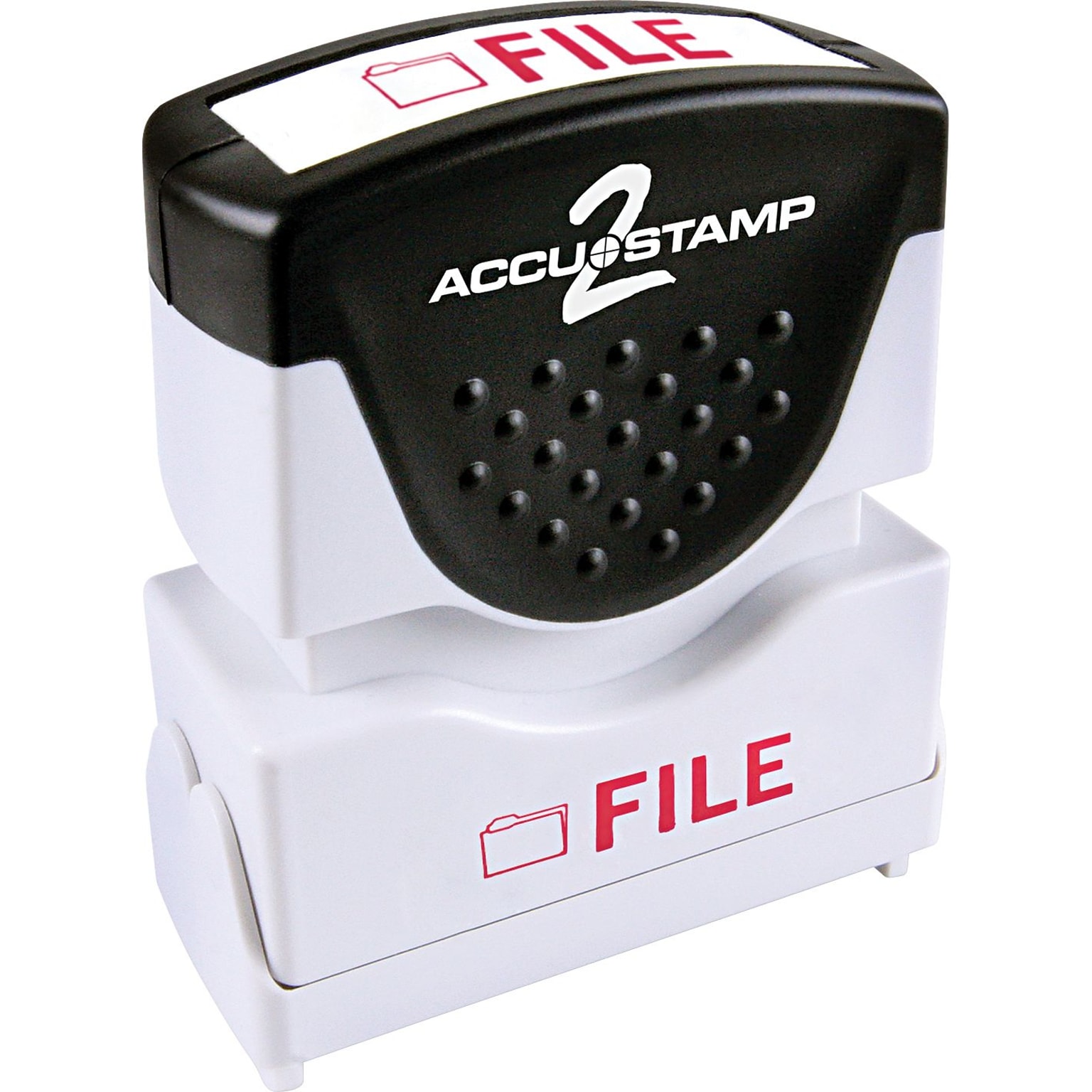 Accu-Stamp2® One-Color Pre-Inked Shutter Message Stamp, FILE, 1/2 x 1-5/8 Impression, Red Ink (035576)