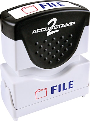 Accu-Stamp2® Two-Color Pre-Inked Shutter Message Stamp, FILE, 1/2 x 1-5/8 Impression, Red/Blue Ink